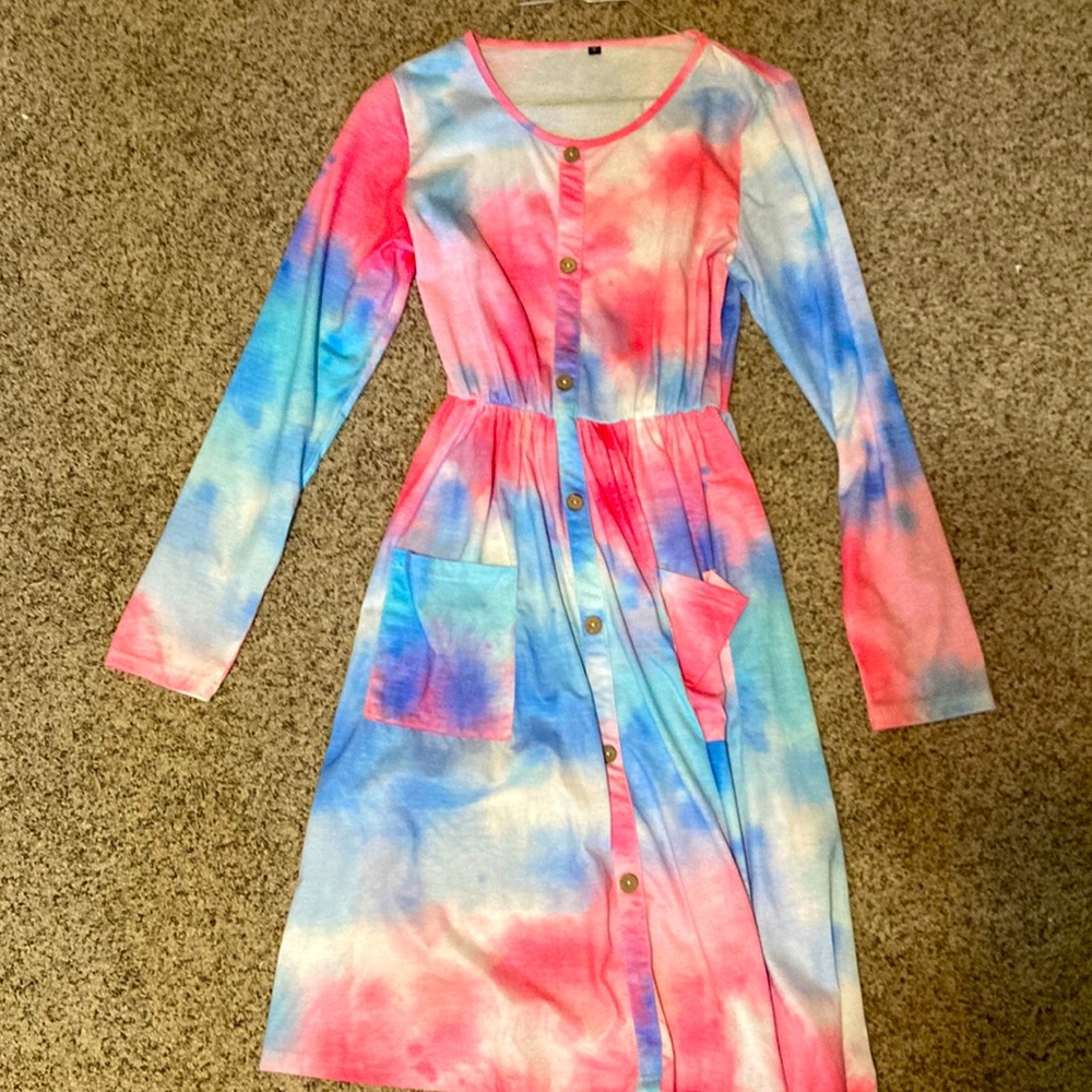 Pink tie dye dress size girls med
